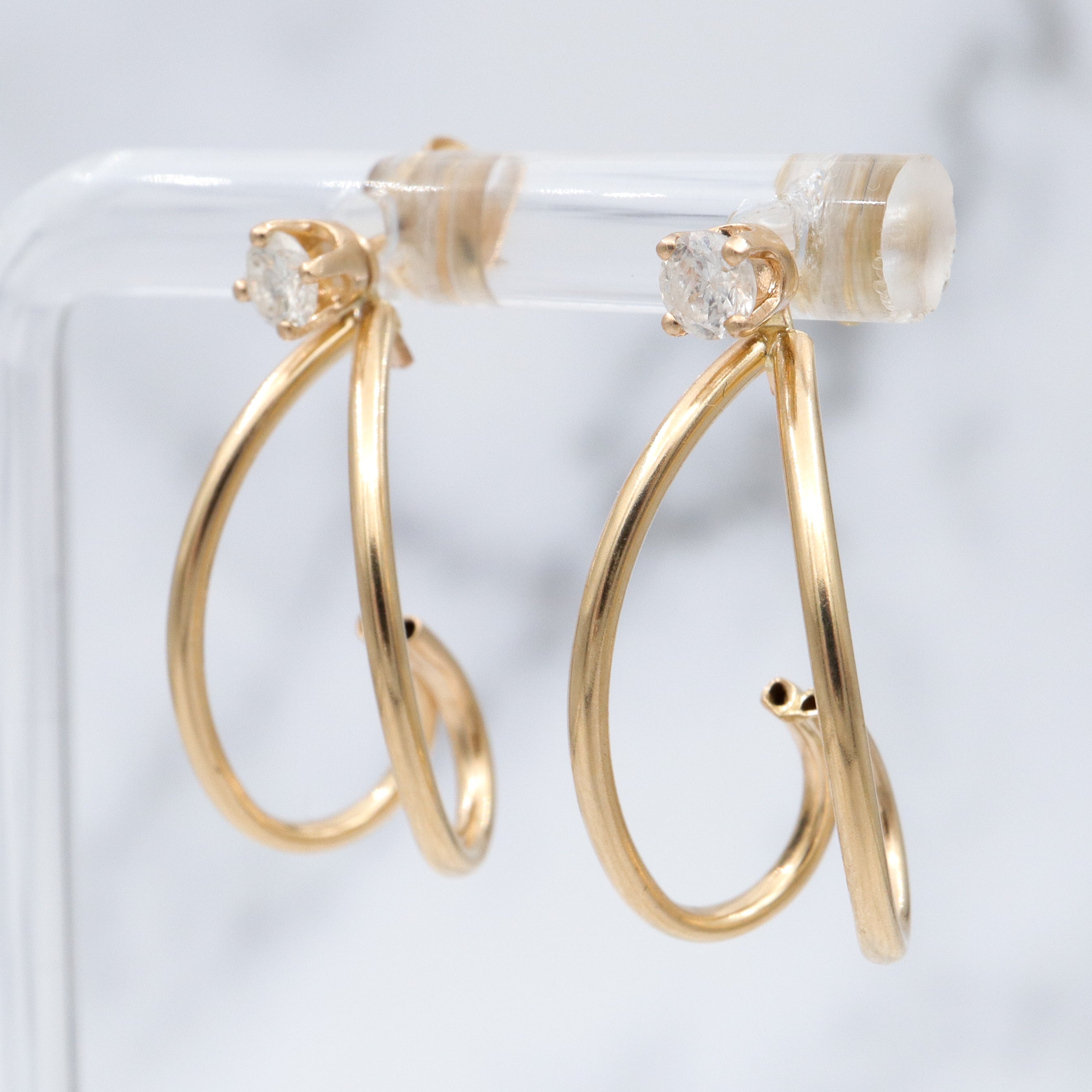 Vintage Retro 14k gold 3mm diamond day & night interchangeable jacket earrings